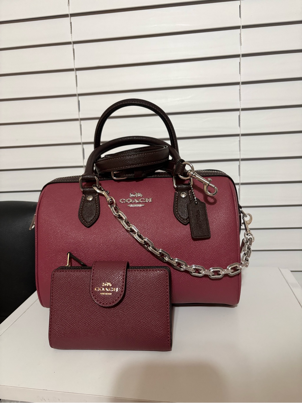 Coach Rowan Satchel Berry Bag With Matching Wallet